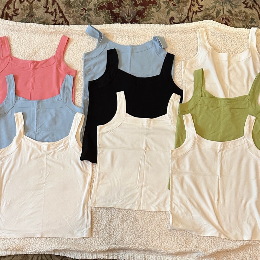 Lot of 9 Talbots Women's Camisoles in Pink, Blue, Black, Green, and White MP